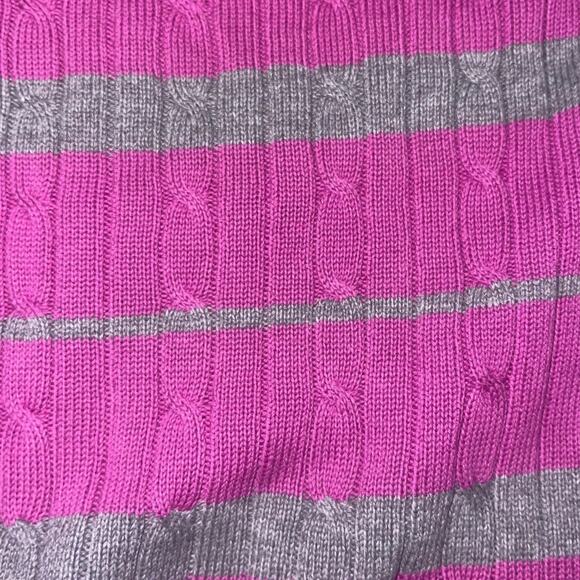 Tommy Hilfiger Ribbed V-Neck Sweater size large pink gray stripe Y2K Preppy - Picture 4 of 4